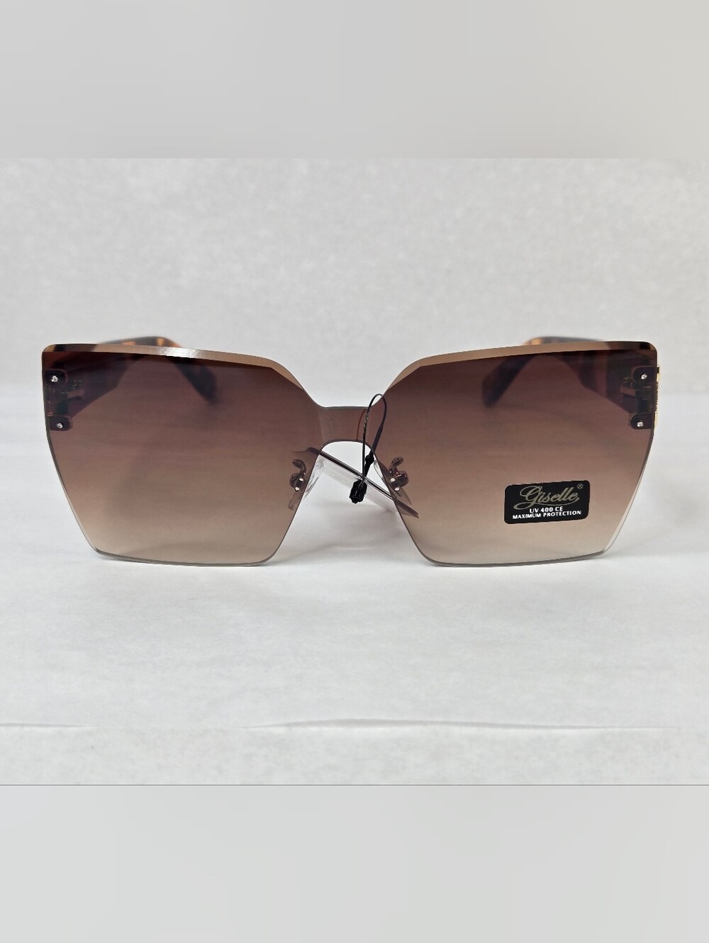 Giselle Rimless Sunglasses Butterfly Tortoise Brown Smokey Gradient Lens Women's